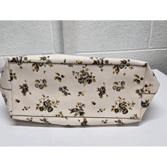 Coach Taylor Black and Yellow Floral Print Zip Top Tote/Shoulder Bag 1 Flaw - Picture 5 of 13